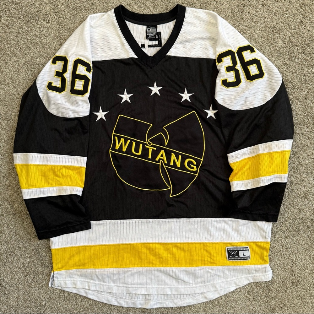 🔴Wu-Tang Jersey Size Large Hockey Wu-Wear Black Yellow Gza Method Man